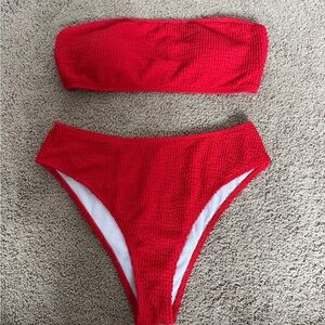 Red Strapless Bikini Set